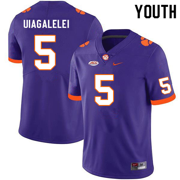Youth #5 DJ Uiagalelei Clemson Tigers College Football Jerseys Sale-Purple - Click Image to Close